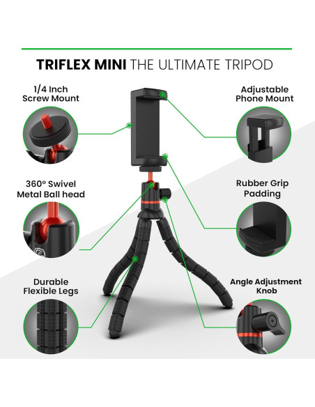 Mini Trípode KobraTech TriFlex para Teléfono - Compacto y Flexible Mini Trípode KobraTech TriFlex para Teléfono - Compacto y Flexible