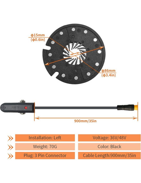 Sensor de Asistencia al Pedal HUDAMZKY KT D12 para Bicicleta Sensor de Asistencia al Pedal HUDAMZKY KT D12 para Bicicleta