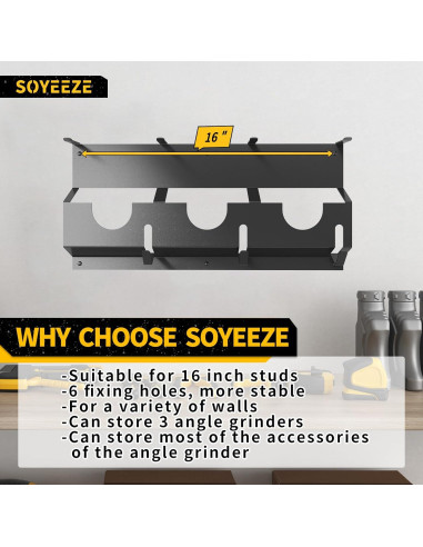 Soporte para Amoladora SOYEEZE SY-AG13016, Almacenaje Pared