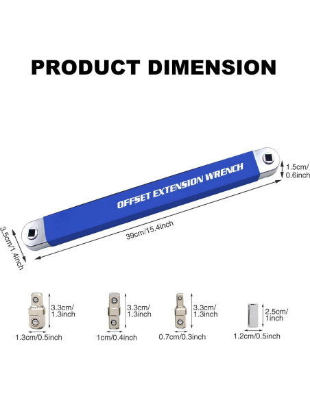 Llave de extensión RZKNIP con offset 38.1 cm y adaptadores Llave de extensión RZKNIP con offset 38.1 cm y adaptadores