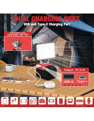 Luz de trabajo LED LIVOWALNY 78W 7800 Lúmenes para Milwaukee