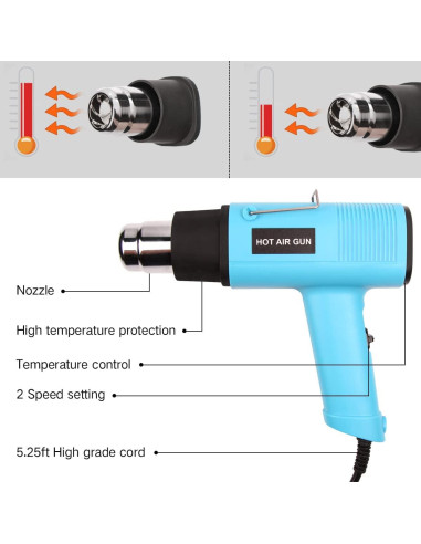 Pistola de Calor LDK 1200W Control Temperatura 60-500C