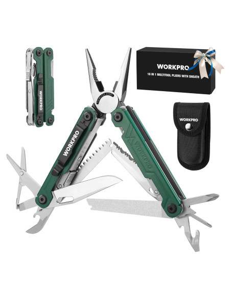 WORKPRO Multiherramienta 18 en 1 Acero Inoxidable Verde WORKPRO Multiherramienta 18 en 1 Acero Inoxidable Verde