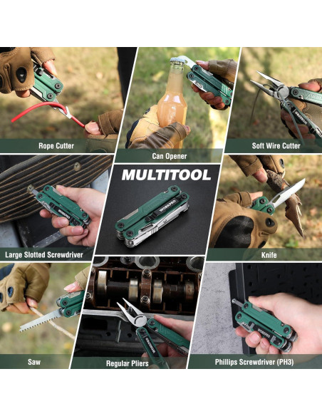WORKPRO Multiherramienta 18 en 1 Acero Inoxidable Verde WORKPRO Multiherramienta 18 en 1 Acero Inoxidable Verde