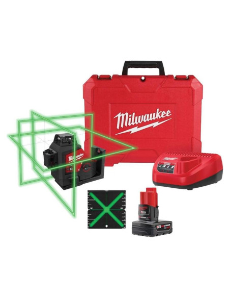 Nivel Láser Milwaukee M12 Verde 360 3 Planos + Carro Premium Nivel Láser Milwaukee M12 Verde 360 3 Planos + Carro Premium