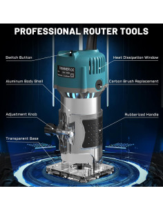 Router Compacto TwoWin 800W 1.25hp con 15 Brocas 2
