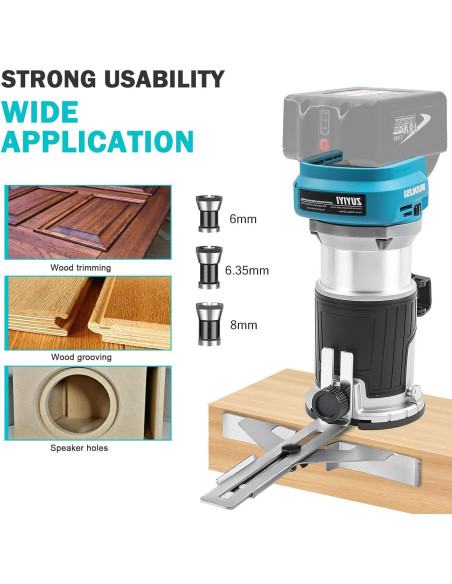 Router Inalámbrico ZUYIYI 18V 28000RPM Base Fija y Guía Router Inalámbrico ZUYIYI 18V 28000RPM Base Fija y Guía