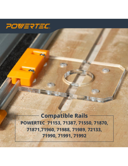 Adaptador de Rail de Guía POWERTEC 72019 para Router DeWalt Adaptador de Rail de Guía POWERTEC 72019 para Router DeWalt