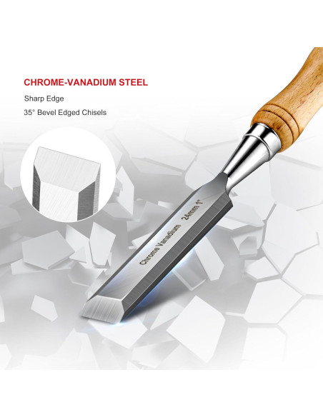 Cinceles de Madera HAUTMEC 4 Piezas Acero CrV Biselado Cinceles de Madera HAUTMEC 4 Piezas Acero CrV Biselado