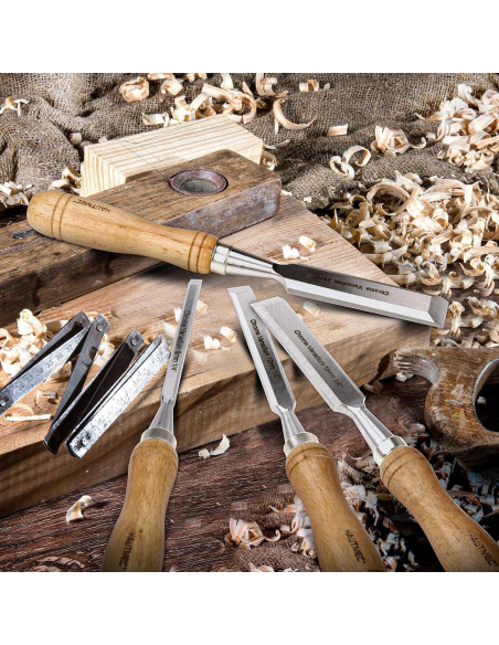 Cinceles de Madera HAUTMEC 4 Piezas Acero CrV Biselado Cinceles de Madera HAUTMEC 4 Piezas Acero CrV Biselado