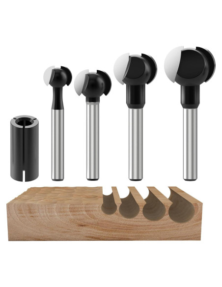 Juego de Brocas Esféricas ROOCBIT para Router 5 Piezas Juego de Brocas Esféricas ROOCBIT para Router 5 Piezas