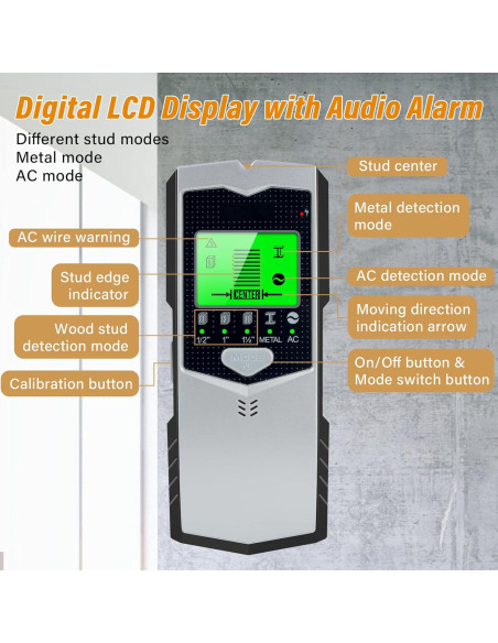 Buscador de Estudio Escáner de Pared Relahous 5 en 1 LCD Buscador de Estudio Escáner de Pared Relahous 5 en 1 LCD
