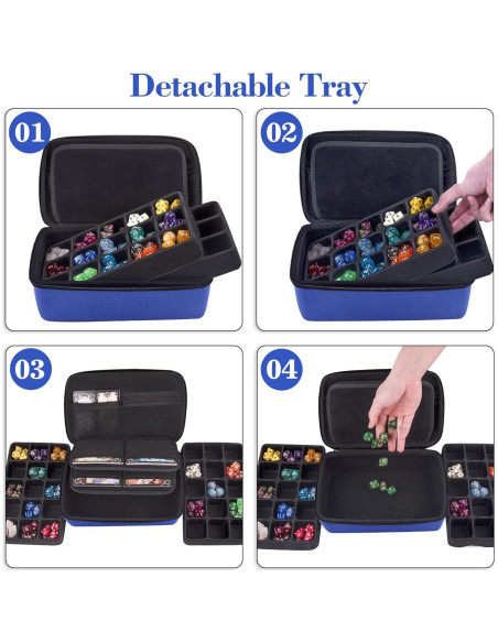 Estuche para Dados SIQUK Azul con Bandeja Desmontable Estuche para Dados SIQUK Azul con Bandeja Desmontable