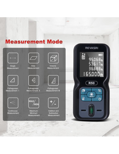 Medidor de Distancia Láser REVASRI R50 50m Precisión 0.16cm