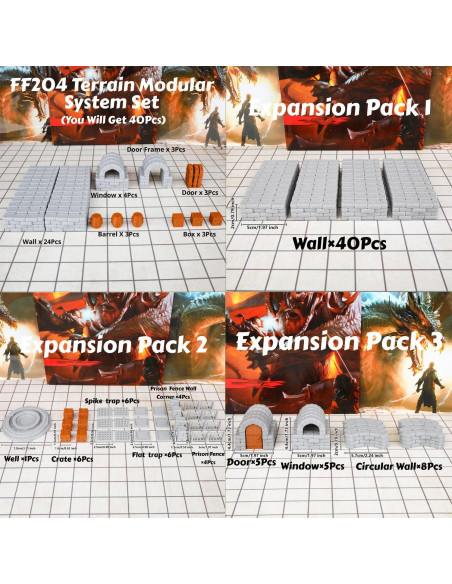 Paredes de Mazmorras AUSPDICE 40pcs Modular 5cm RPG Paredes de Mazmorras AUSPDICE 40pcs Modular 5cm RPG