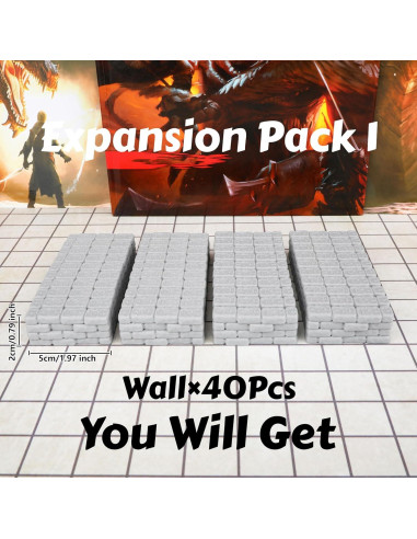 Paredes de Mazmorras AUSPDICE 40pcs Modular 5cm RPG