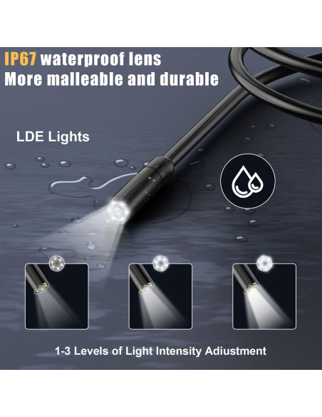 Cámara endoscópica Anhendeler 2.01m HD con luz LED Cámara endoscópica Anhendeler 2.01m HD con luz LED