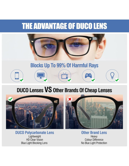 Gafas de luz azul DUCO K028 para niños 6 a 10 años Gafas de luz azul DUCO K028 para niños 6 a 10 años