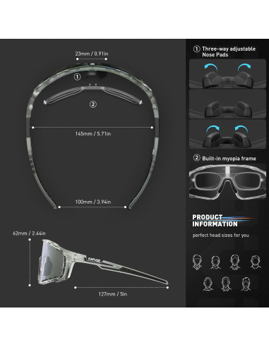 Gafas de Ciclismo KAPVOE Fotoquímicas HD Verde
