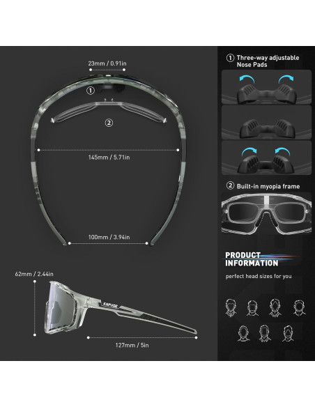 Gafas de Ciclismo KAPVOE Fotoquímicas HD Verde Gafas de Ciclismo KAPVOE Fotoquímicas HD Verde
