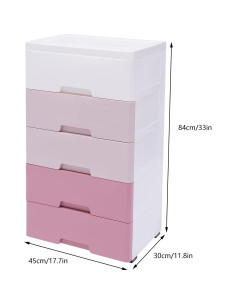 Armario de Almacenamiento SanBouSi 5 Cajones Rosa 84cm 2