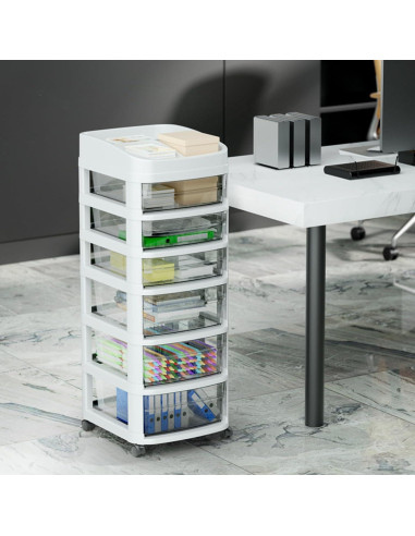 Gabinete Organizador de Plástico ILWorkTLs 6 Cajones Blanco 36x30x87cm