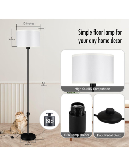 Lámpara de Pie Moderna Bricosmocon 150 cm Pantalla Blanca Lámpara de Pie Moderna Bricosmocon 150 cm Pantalla Blanca