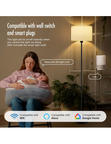 Lámpara de Pie Moderna Bricosmocon 150 cm Pantalla Blanca