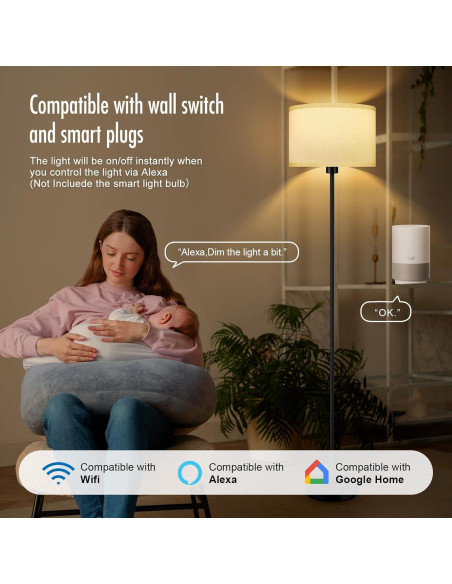 Lámpara de Pie Moderna Bricosmocon 150 cm Pantalla Blanca Lámpara de Pie Moderna Bricosmocon 150 cm Pantalla Blanca