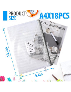 18 Bolsas de Cremallera A4 YOPCDJ Semitransparentes 2