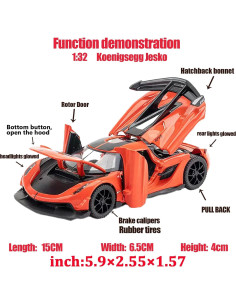 Coche de Juguete Koenigsegg Jesko 1:32 con Sonido y Luz 2