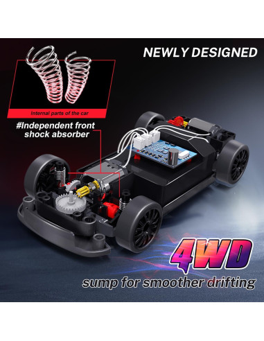 Coche RC Drift 1:24 ACAMMZAR 20KM/H 4WD con Luces LED