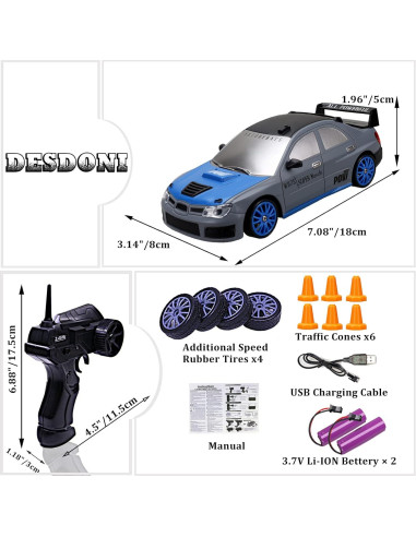 Coche RC Desdoni Drift 1:24 4WD 15KM/H con Luces LED