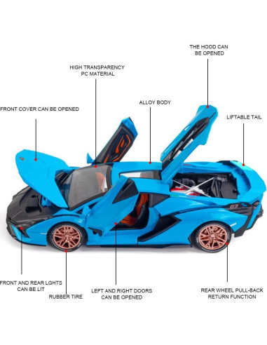 Coche de Juguete Lambo Sian EROCK 1:24 con Luz y Sonido