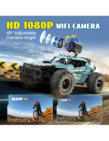 Coche RC DEERC DE36W con Cámara FPV HD 1080P 1/16