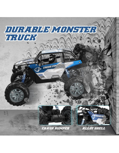 Coche RC DEERC DE60 Monster 1:8 Todo Terreno 4WD Azul