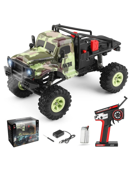 Coche RC Hylukon 1:18 Camión Militar 4WD LED Todo Terreno