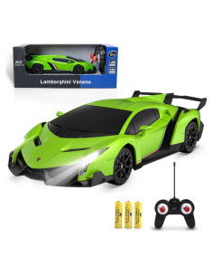 Coche RC Lamborghini VENENO 1:24 LED Verde para Niños