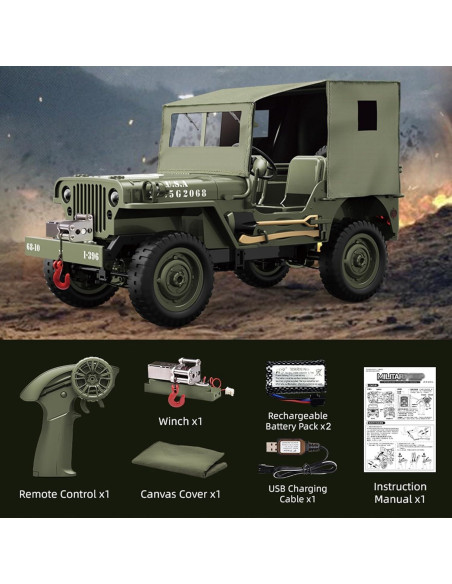 Camión Militar RC Dodoore 1:10 4WD Todo Terreno LED Camión Militar RC Dodoore 1:10 4WD Todo Terreno LED