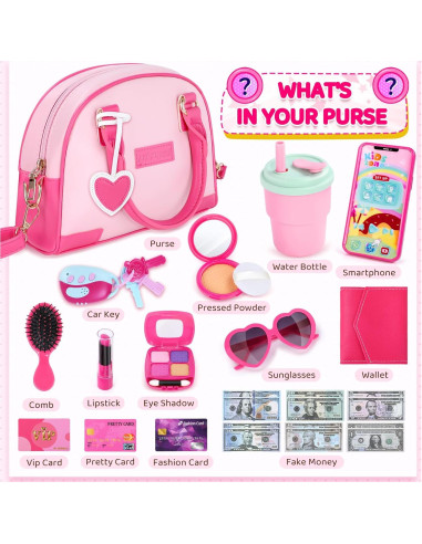 Cartera INNOCHEER Rosa para Niñas con Juguetes 28 en 1