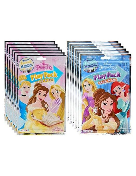 Juego de Princesas Disney para Niños - 12 Paquetes con Stickers y Crayones Juego de Princesas Disney para Niños - 12 Paquetes con Stickers y Crayones