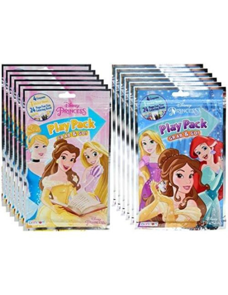 Juego de Princesas Disney para Niños - 12 Paquetes con Stickers y Crayones Juego de Princesas Disney para Niños - 12 Paquetes con Stickers y Crayones