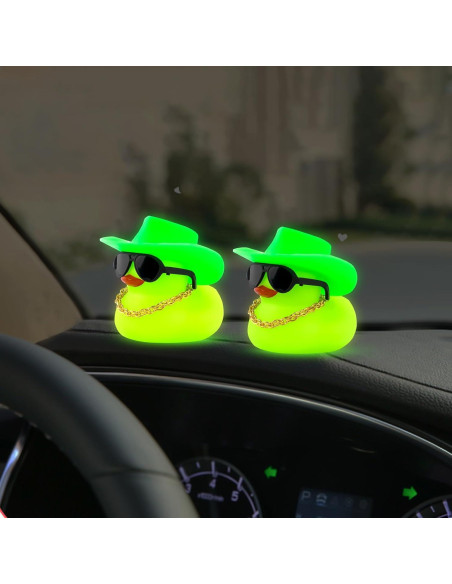 Pato de Goma Noctilucente Wonuu Verde con Gafas y Sombrero Pato de Goma Noctilucente Wonuu Verde con Gafas y Sombrero