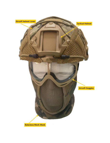 Juego de 4 Cascos Tácticos CMAIR4U con Funda y Gafas Juego de 4 Cascos Tácticos CMAIR4U con Funda y Gafas