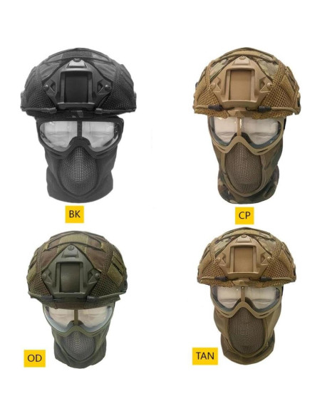Juego de 4 Cascos Tácticos CMAIR4U con Funda y Gafas Juego de 4 Cascos Tácticos CMAIR4U con Funda y Gafas