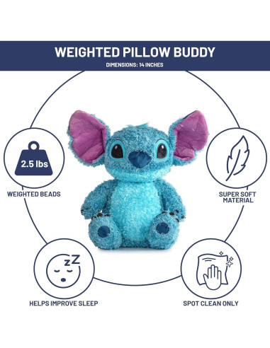 Almohada de Peluche con Peso Disney Stitch 35.56 cm Azul