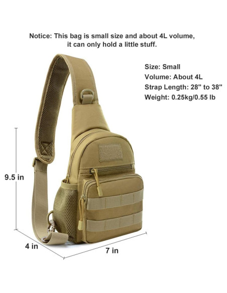 Bolsa Sling Táctica BraveHawk 900D Nylon Compacta 4L Bolsa Sling Táctica BraveHawk 900D Nylon Compacta 4L