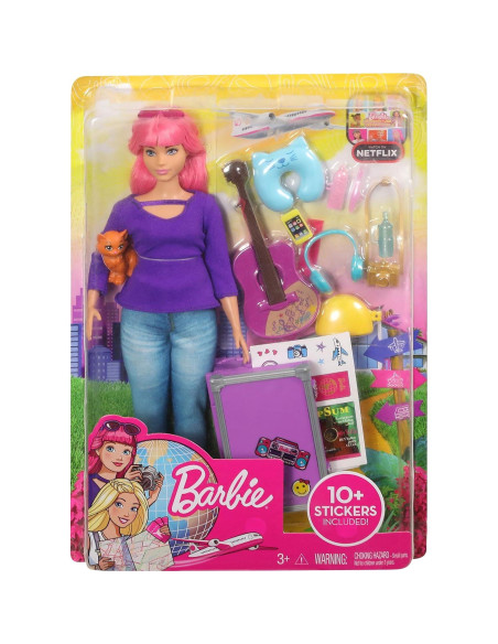 Muñeca de Viaje Barbie Daisy con Gatito y Maleta 9 Piezas Muñeca de Viaje Barbie Daisy con Gatito y Maleta 9 Piezas