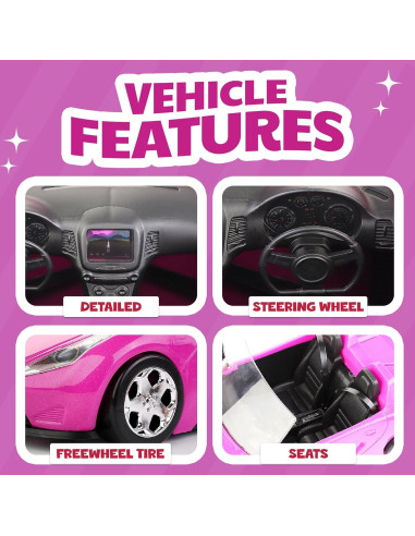Coche Convertible Rosa para Muñecas Liberty Imports - 2 Asientos