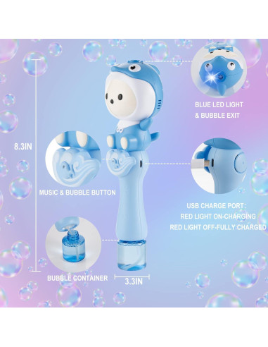 Varita de Burbujas Eléctrica Imymax Azul Delfín Recargable